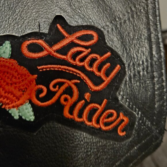 - Biker Diamond Plate Genuine Leather  black EX COND size  M - Picture 6 of 6